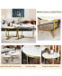 Modern Round Nesting Coffee Table Set 2-Piece White & Marbling Top Gold Base