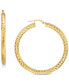 ფოტო #1 პროდუქტის Textured Round Hoop Earrings in 10k Gold, 40mm