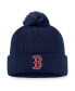 Фото #2 товара Women's Navy Boston Red Sox Run The Bases Long Sleeve T-shirt and Cuffed Knit Hat with Pom Combo Set