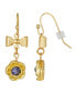 ფოტო #1 პროდუქტის Gold-Tone Purple Flower Bow Drop Earrings