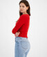 Фото #2 товара Juniors' Cropped V-Neck Cable-Knit Sweater