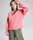 ფოტო #1 პროდუქტის Women's Striped Crewneck Split-Cuff Sweater, Created for Macy's