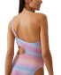 Фото #3 товара Women's Glitter Ombre Cutout One-Shoulder One-Piece Swimsuit