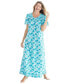 Фото #1 товара Plus Size Long Floral Print Cotton Gown