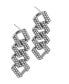 Silver-Plated Edgy Cuban Chain Crystal Drop Earrings