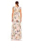 Фото #4 товара Women's Pleated Floral Cap Sleeve A Line Gown