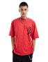 COLLUSION relaxed skater t-shirt with logo initial in red Красный, 2XS - Chest 34 - фото #4