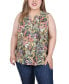 Plus Size Sleeveless Pintucked Blouse