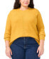 ფოტო #1 პროდუქტის Plus Size Ribbed-Front Crewneck Sweater