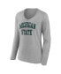 Фото #3 товара Women's Heather Gray Michigan State Spartans Basic Arch Long Sleeve V-Neck T-shirt