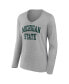 ფოტო #3 პროდუქტის Women's Heather Gray Michigan State Spartans Basic Arch Long Sleeve V-Neck T-shirt