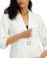 Women's Linen-Blend Solid Square-Snap 3/4-Sleeve Jacket