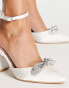 Be Mine Bridal Wide Fit Saffron bow block heel shoes in ivory satin