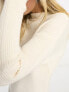 Фото #3 товара Miss Selfridge slouchy bardot rib knit cosy maxi dress in cream