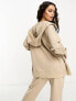 ASOS DESIGN Petite oversized zip through hoodie in taupe