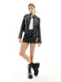 Фото #3 товара Bershka faux leather motorcross jacket in black