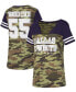 Women's Leighton Vander Esch Camo, Navy Simone Name and Number V-Neck Tri-Blend T-shirt