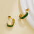 Фото #3 товара Decent gold-plated earrings with green zircons