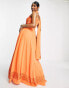 Maya – Lehenga-Maxirock in Mandarine-Orange mit Zierstreifen