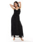 Vero Moda ruffle maxi dress in black Черный, S - EU 36 - фото #1