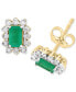 ფოტო #1 პროდუქტის EFFY® Emerald (1/2 ct. t.w.) & Diamond (1/10 ct. t.w.) Halo Stud Earrings in Gold-Plated Sterling Silver