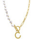 Фото #1 товара ADORNIA 14k Gold-Plated Paperclip Chain & Mother-of-Pearl Initial F 17" Pendant Necklace