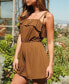 Women's Espresso Ruffled Square Neck Romper