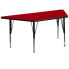 Фото #1 товара 29.5''W X 57.25''L Trapezoid Red Thermal Laminate Activity Table - Height Adjustable Short Legs