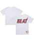 Men's and Women's White Miami Heat Hardwood Classics Throwback Logo T-shirt