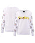 Women's White Pittsburgh Steelers Sequin Fleece V-Neck T-shirt
