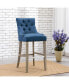 Фото #6 товара 29" Linen Fabric Tufted Buttons Upholstered Wingback Bar Stool