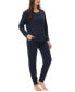 ფოტო #3 პროდუქტის Women's Kangaroo Long Sleeve Top with Jogger Set