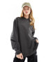 Фото #2 товара COLLUSION oversized v-neck sweat shirt in charcoal