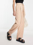 Фото #7 товара Miss Selfridge d-ring belt baggy trouser in tan