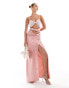 Фото #1 товара ASOS DESIGN shimmer bandeau multi knot maxi dress in rose