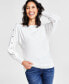 Фото #1 товара Women's Rhinestone-Button Sweater, Created for Macy's