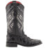 Ferrini Bronco Pirarucu Embroidered Square Toe Cowboy Womens Black Dress Boots