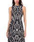 ფოტო #3 პროდუქტის Women's High-Neck Mesh-Overlay Dress