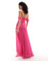 Фото #4 товара ASOS DESIGN drape off shoulder dropped waist maxi dress in fuchsia pink