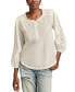 Фото #1 товара Women's Cotton Eyelet-Embroidered 3/4-Sleeve Top