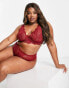 ASOS DESIGN Curve Sienna lace built up thong in burgundy