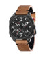 ფოტო #1 პროდუქტის Men's Hawker Hunter Chronograph Retrograde Edition Brown Genuine Leather Strap Watch 45mm