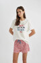 Фото #12 товара Fall In Love Regular Fit Baskılı Kısa Kollu Şortlu Pijama Takımı C1740ax24sm