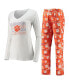 ფოტო #1 პროდუქტის Women's Orange, White Clemson Tigers Flagship Long Sleeve T-shirt and Pants Sleep Set