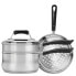 Фото #1 товара 3qt Stainless Steel Covered Double Boiler and Steamer Set