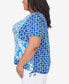 ფოტო #3 პროდუქტის Plus Size Bayou Patchwork Ikat T-shirt with Side Ruching