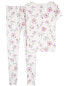 Фото #2 товара Kid 2-Piece Floral 100% Snug Fit Cotton Pajamas 12