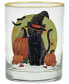 Фото #3 товара 14-Ounce 22 Carat Gold-Tone Rim DOF (Double Old Fashioned) Glass Set of 4 - Witch Cat Moon