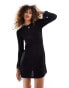 Фото #3 товара Noisy May knitted mini dress with tie back in black