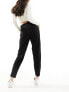 JDY slim fit trousers with frill waistband in black